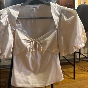 Frame Denim Women's White Puff Sleeve Blouse